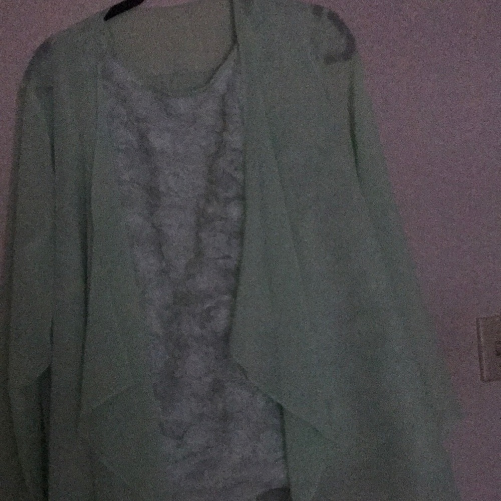 3 piece pants suit mint green